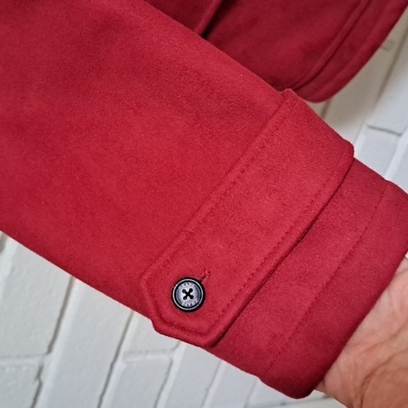 Chaps Red Claw Detail closure Hooded Lined Coat. Size Large - Picture 3 of 10
